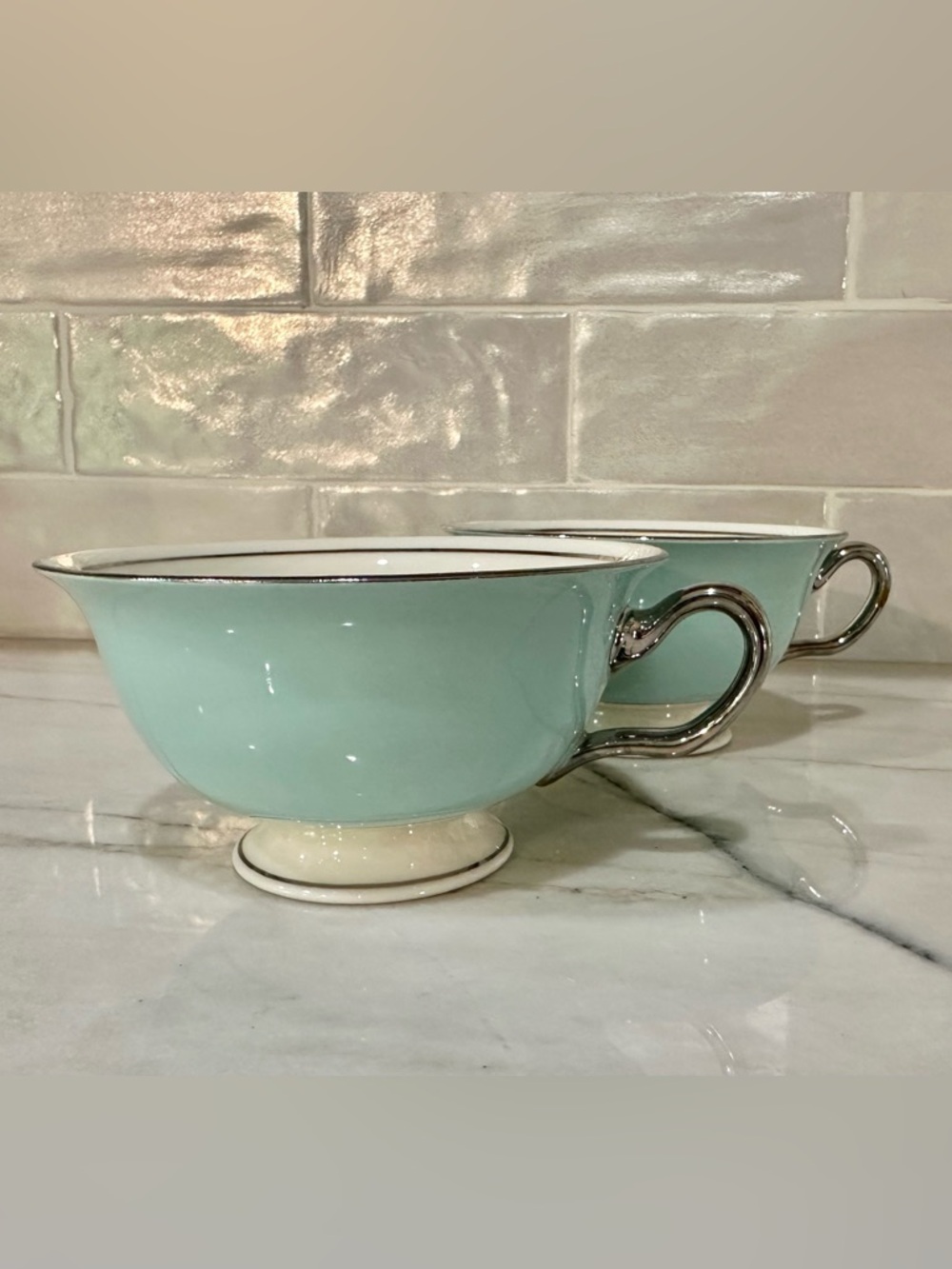 Tiffany Blue! Castleton “Turquoise” Porcelain Tea/Espresso Cups (2)